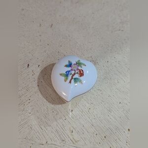Heart Shaped Porcelain Trinket Box with Floral Design - Vintage Hungary